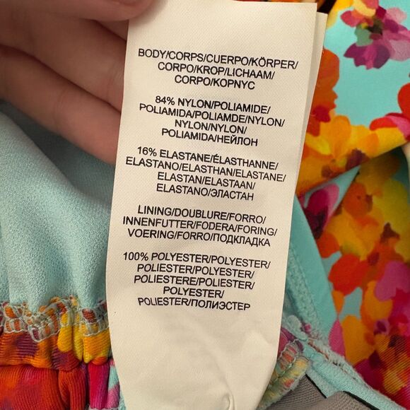 Kenneth Cole Reaction Floral Print One Piece Swimsuit Aqua Multi Size Medium - Picture 5 of 5